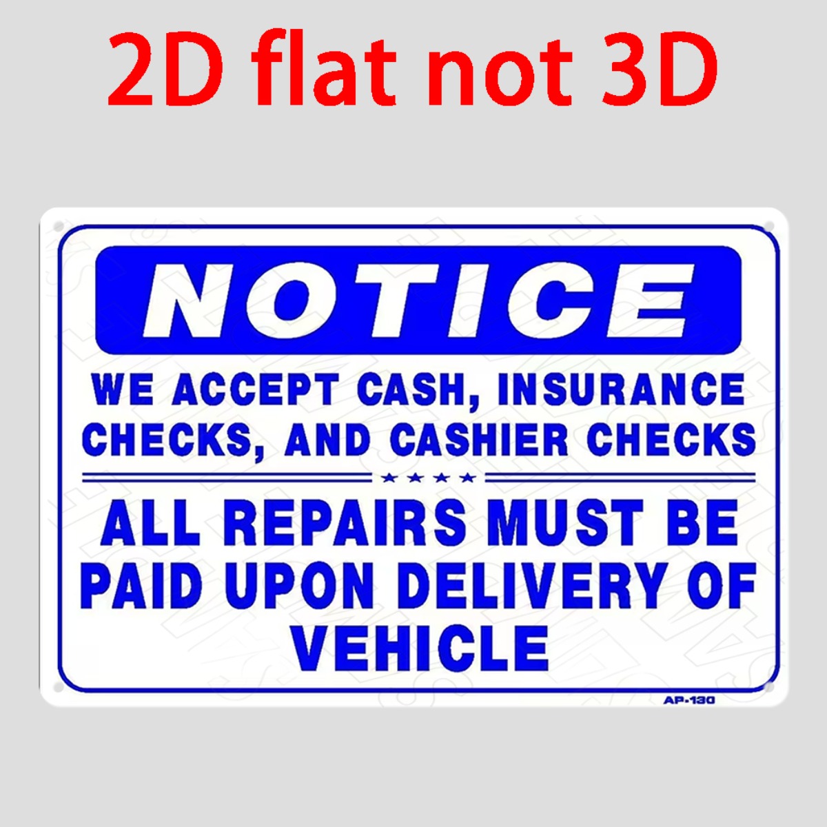 Auto Repair Shop Insurance - لافتة جدارية معدنية مسطحة غير ثلاثية