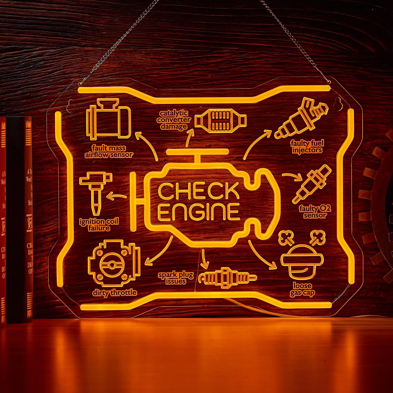 Auto Repair Shop Signs - لافتة نيون لفحص المحرك، إضاءة LED