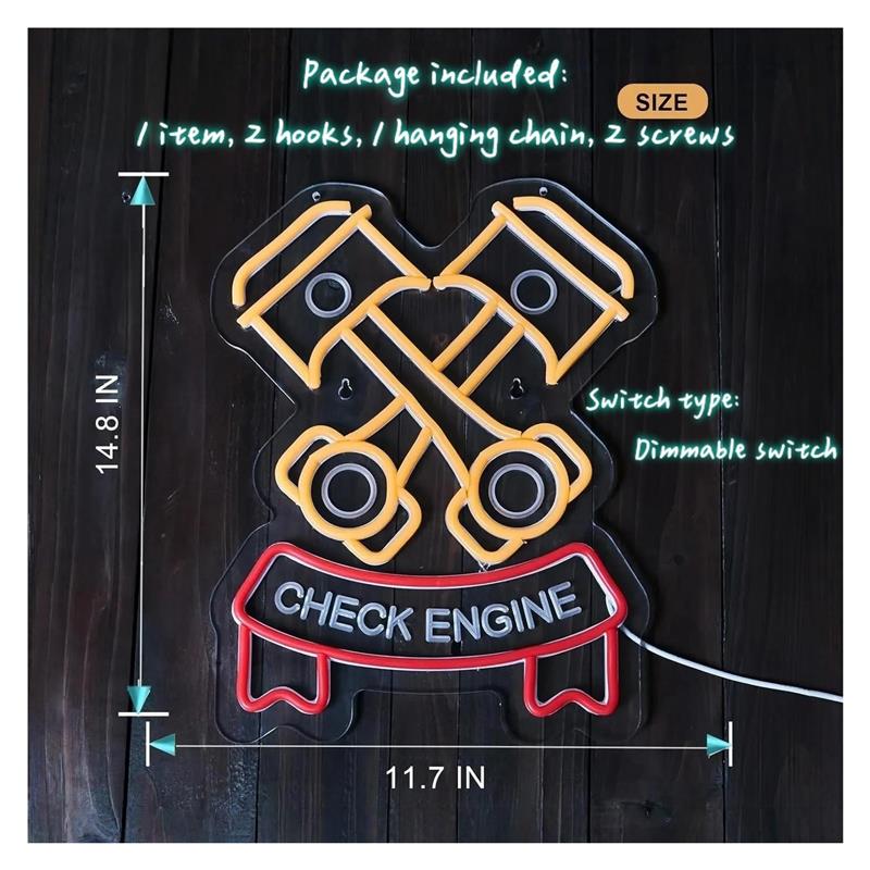 لافتة نيون بتصميم 'تحقق من الم - مراجعة Auto Repair Shop Signs وسعره