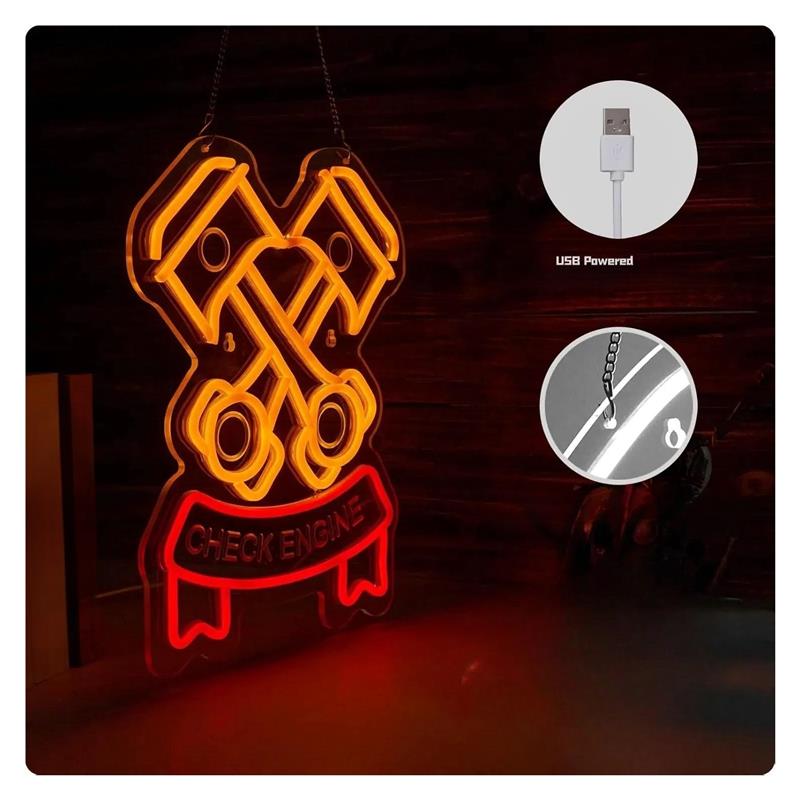 لافتة نيون بتصميم 'تحقق من الم - مراجعة Auto Repair Shop Signs وسعره