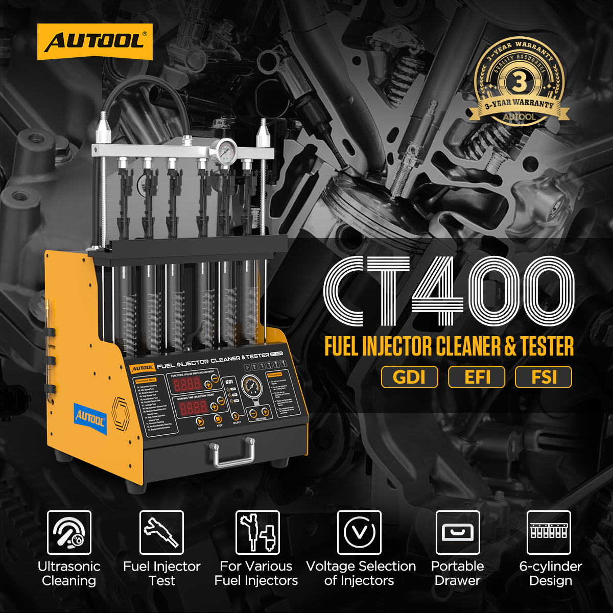 AUTOOL CT400 سيارة GDI EFI FEI - مراجعة Fuel Injector Tester وسعره